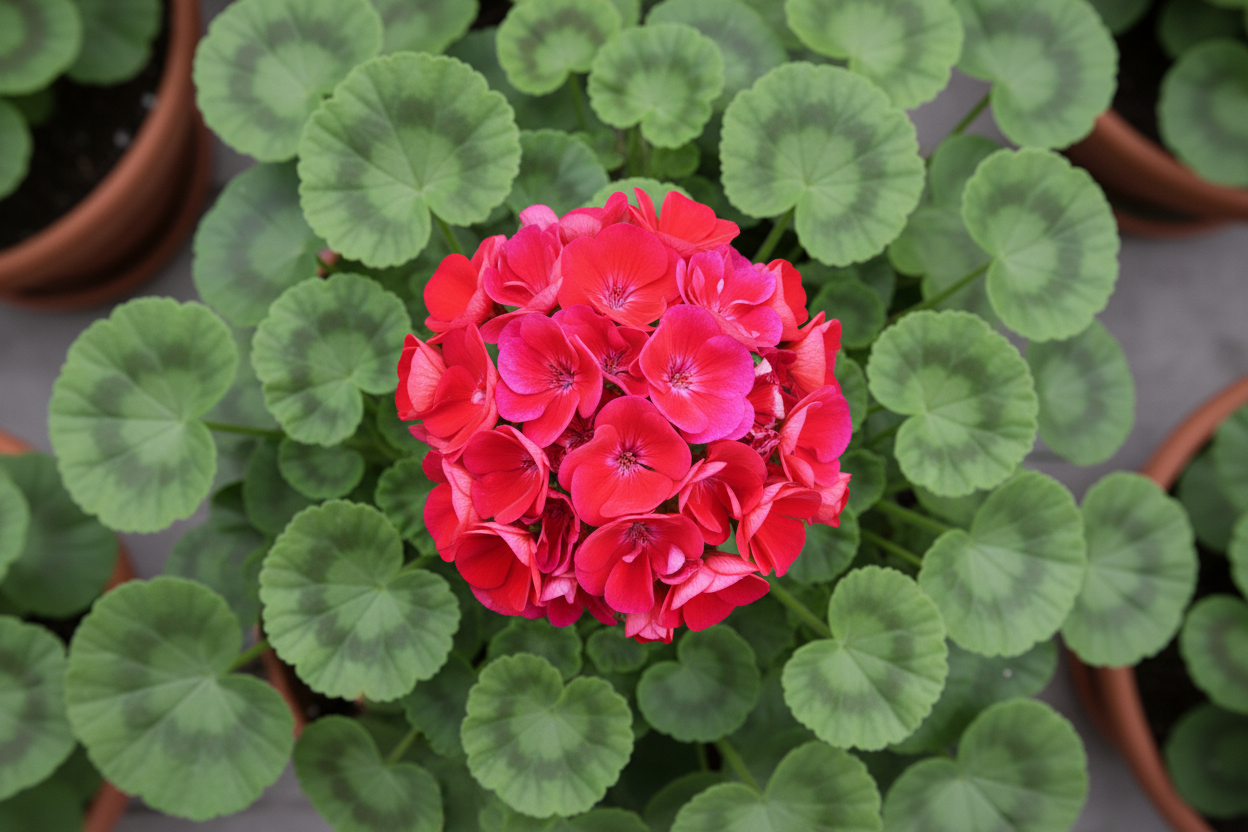 Geranien Pflanze von Oben 