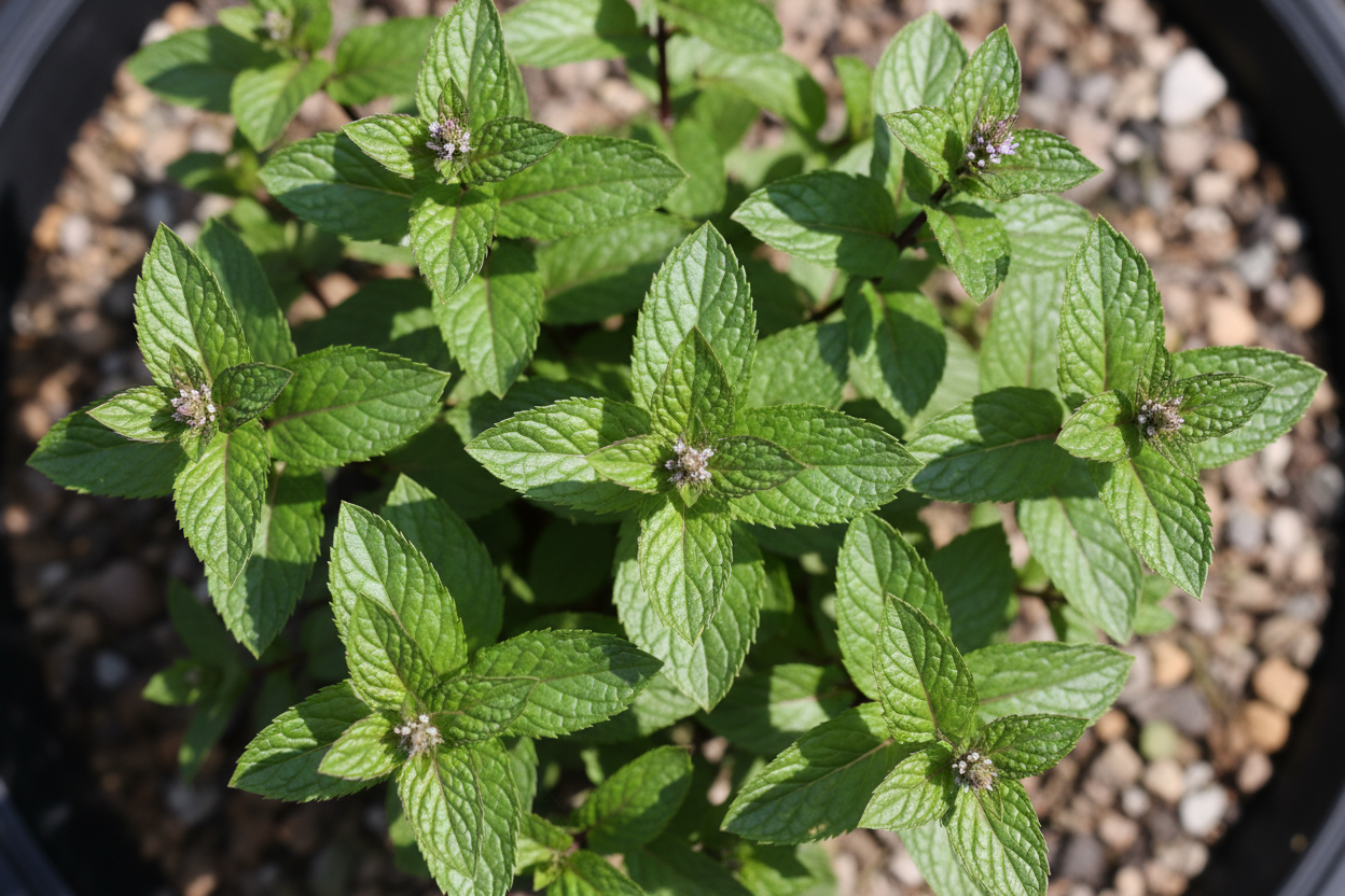 Pfefferminz Pflanze von oben 